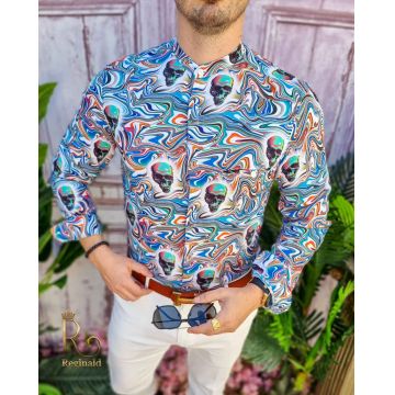 Cămașă de bărbați, Slim Fit, cu tunica, multicolora - CM314