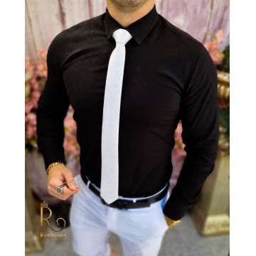 Cămașă neagra de bărbați, Slim Fit- CR130