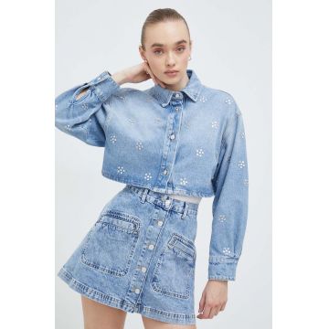 MSGM cămașă jeans femei, cu guler clasic, regular 3641MDE234X.247272