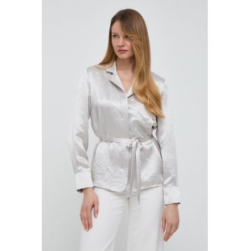 Max Mara Leisure cămașă femei, culoarea gri, cu guler clasic, regular 2416110000000