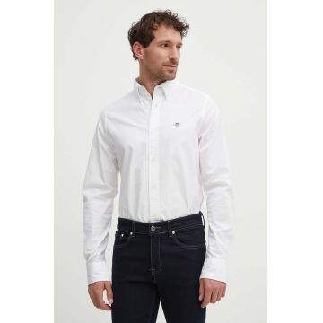 Gant camasa din bumbac barbati, culoarea alb, cu guler button-down, slim