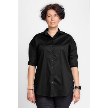 Camasa dreapta din poplin de bumbac, neagra