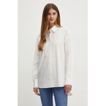 Marella camasa din bumbac femei, culoarea alb, cu guler clasic, relaxed, 2423116071200