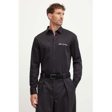 Armani Exchange camasa barbati, culoarea negru, cu guler clasic, regular, 8NZC99 ZN10Z