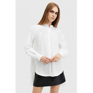 AllSaints camasa PERCY SHIRT femei, culoarea alb, cu guler stand-up, relaxed, W004PB