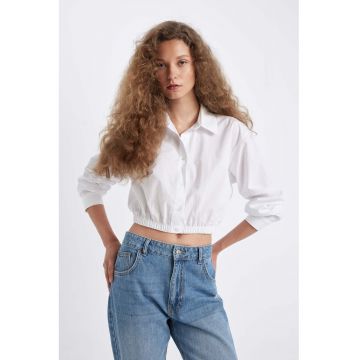 Camasa crop cu terminatie elastica