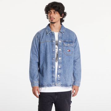 Cămașă Tommy Jeans Essential Denim Overshirt Mid Indigo