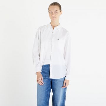 Cămașă Tommy Jeans Solid Linen Blend Shirt White