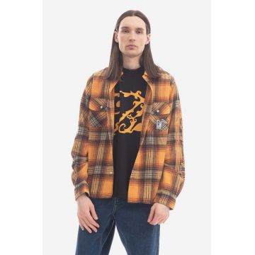 Billionaire Boys Club cămașă din lână Check Shirt culoarea portocaliu, cu guler clasic, regular B22417-ORANGE