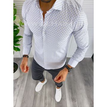 Camasa barbati slim fit cu imprimeu alba B5716 D2-5.4