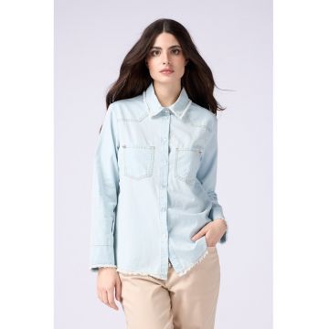 Camasa din denim cu aspect decolorat