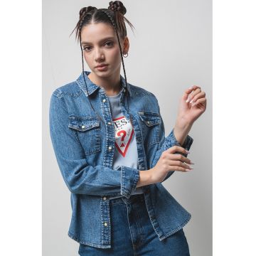 Camasa din denim cu buzunare cu clapa