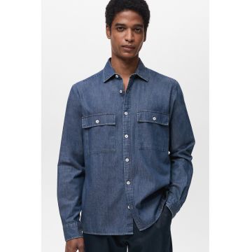 Camasa din material chambray cu buzunare pe piept