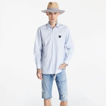 Cămașă Comme des Garçons PLAY Black Heart Striped Shirt UNISEX White/ Light Blue